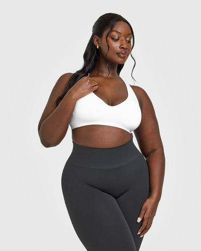 Effortless Seamless Racer Back Sports Bra | White