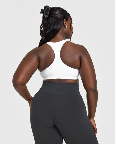Effortless Seamless Racer Back Sports Bra | White